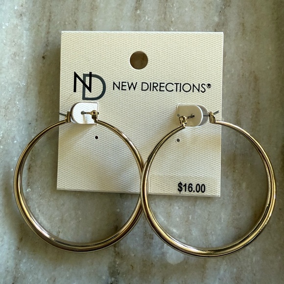New Directions Classic Gold Hoop Earrings - Picture 1 of 4